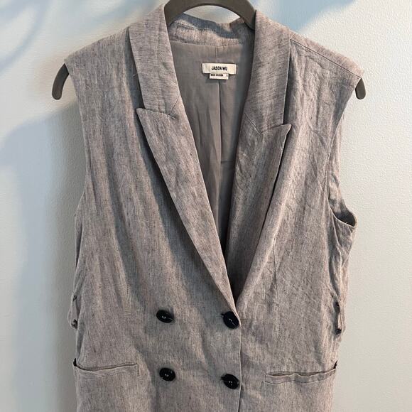 Jason Wu Feather Grey Sleeveless Double Button Mini Dress Size S - Picture 2 of 9